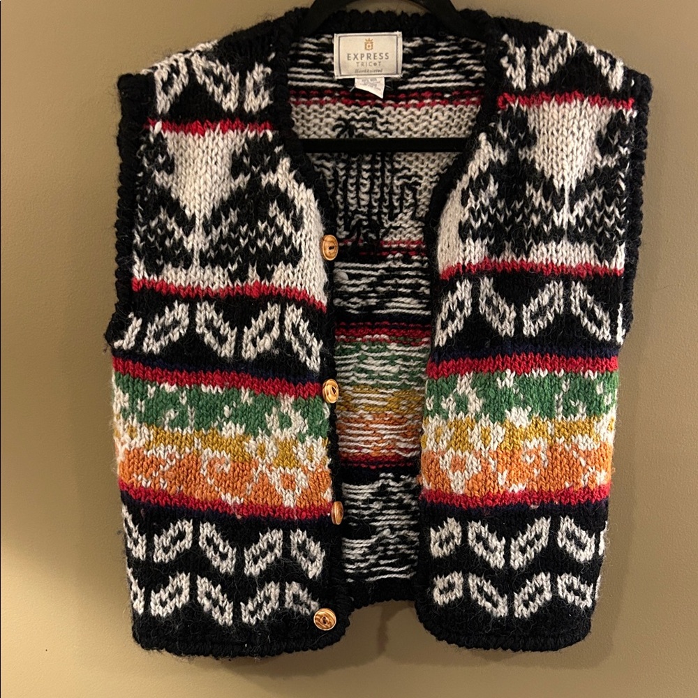 Express Colorful Knit Cardigan Vest